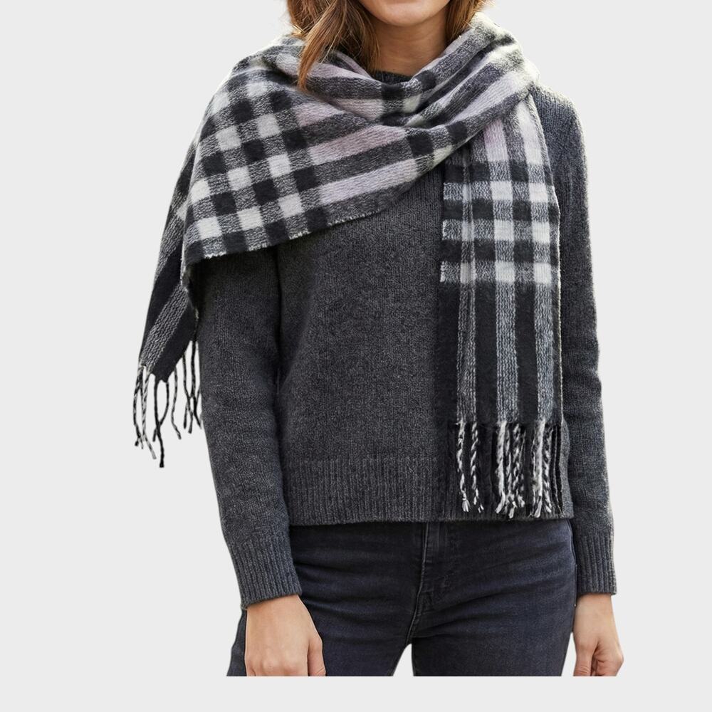 Large Rectangle Soft Acrylic Scarf with Fringe 18" x 70"
